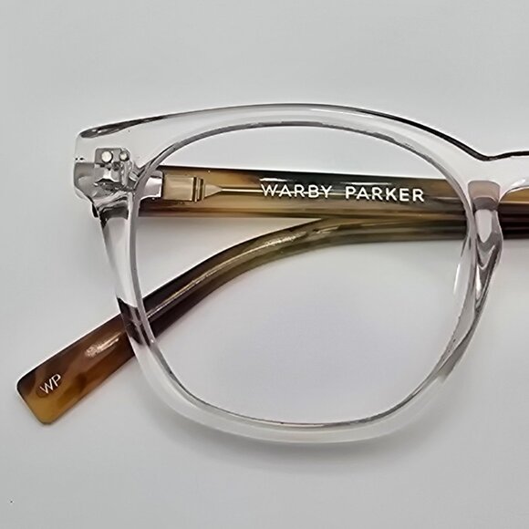 Warby Parker Felix N 506 Crystal with English Oak Eyeglasses Frame w/ Case 47mm - Picture 15 of 16